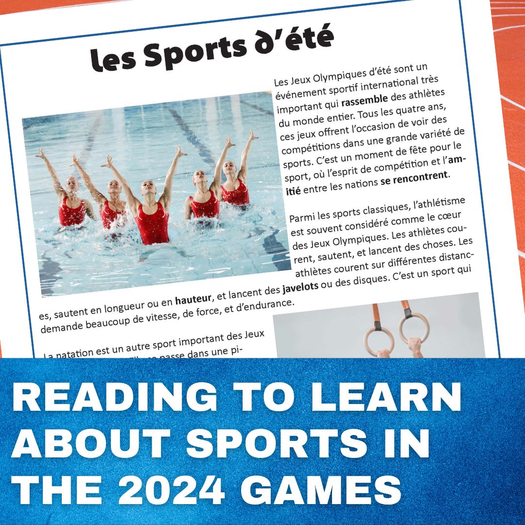French Summer sports reading activities - Les sports d'été