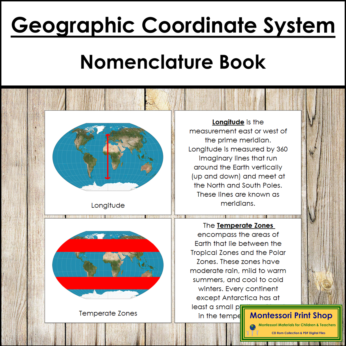 Geographic Coordinate System Book - Montessori Nomenclature
