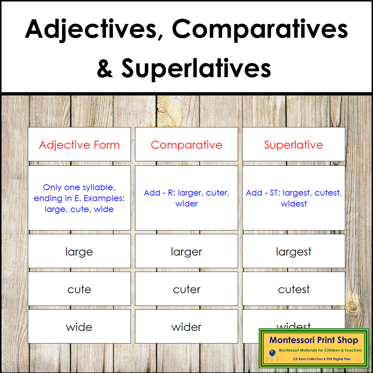 Adjectives, Comparatives & Superlatives - Sorting Cards