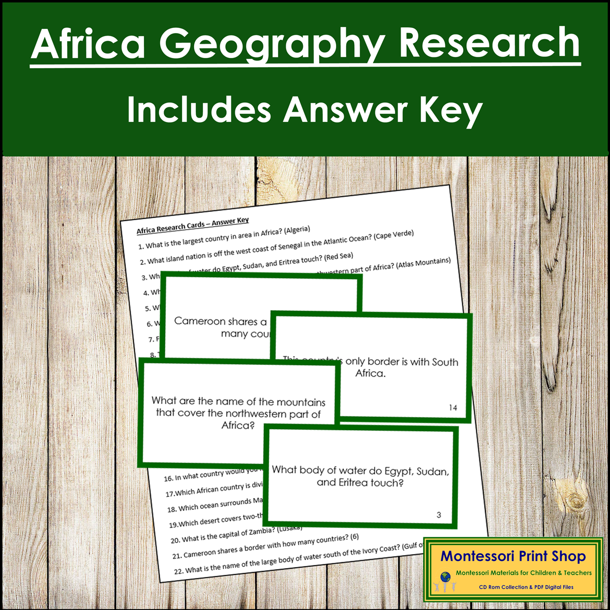 Africa Geography Research Cards (color borders)