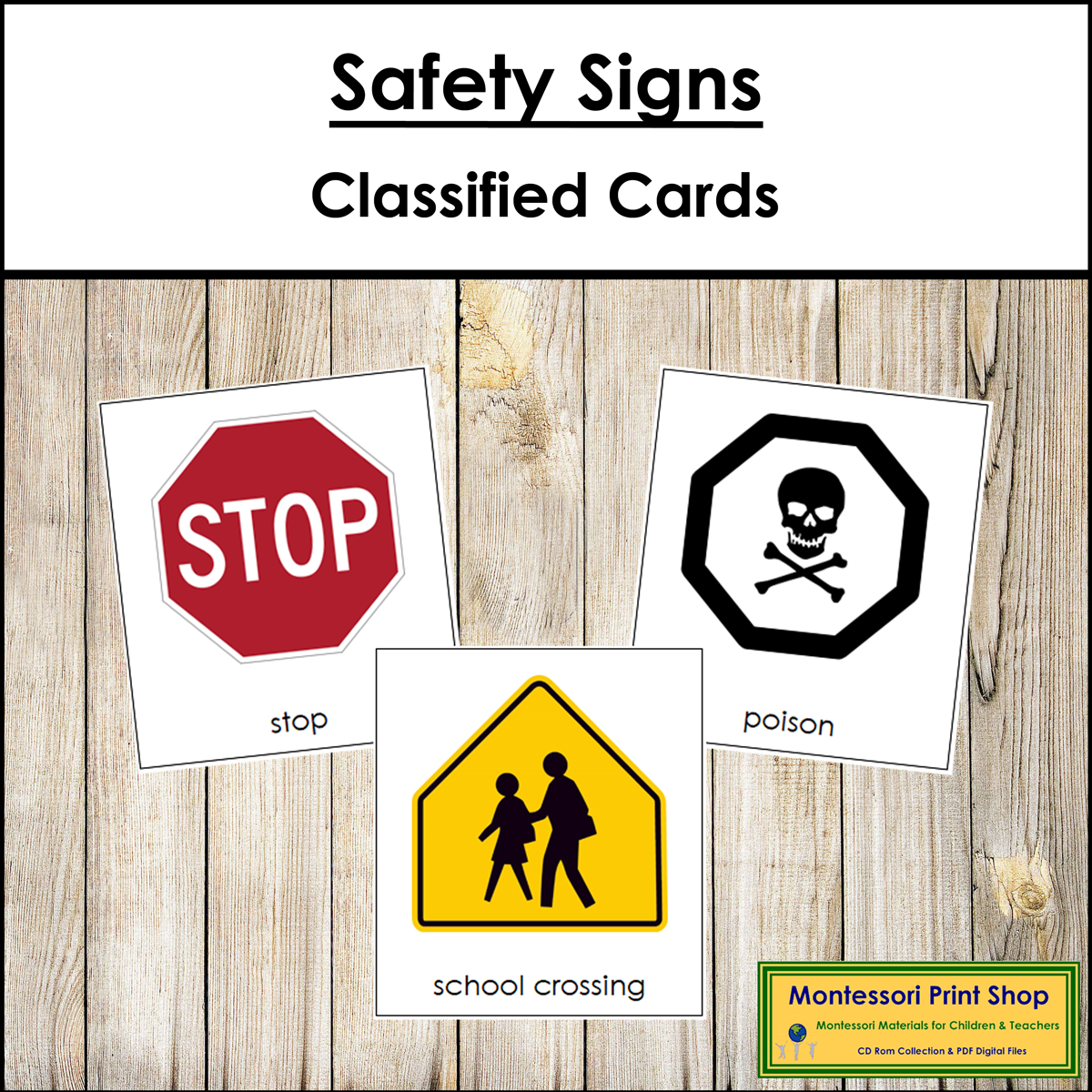 Types of Safety Signs - Montessori 3-Part Cards - Vocabulary, ESL