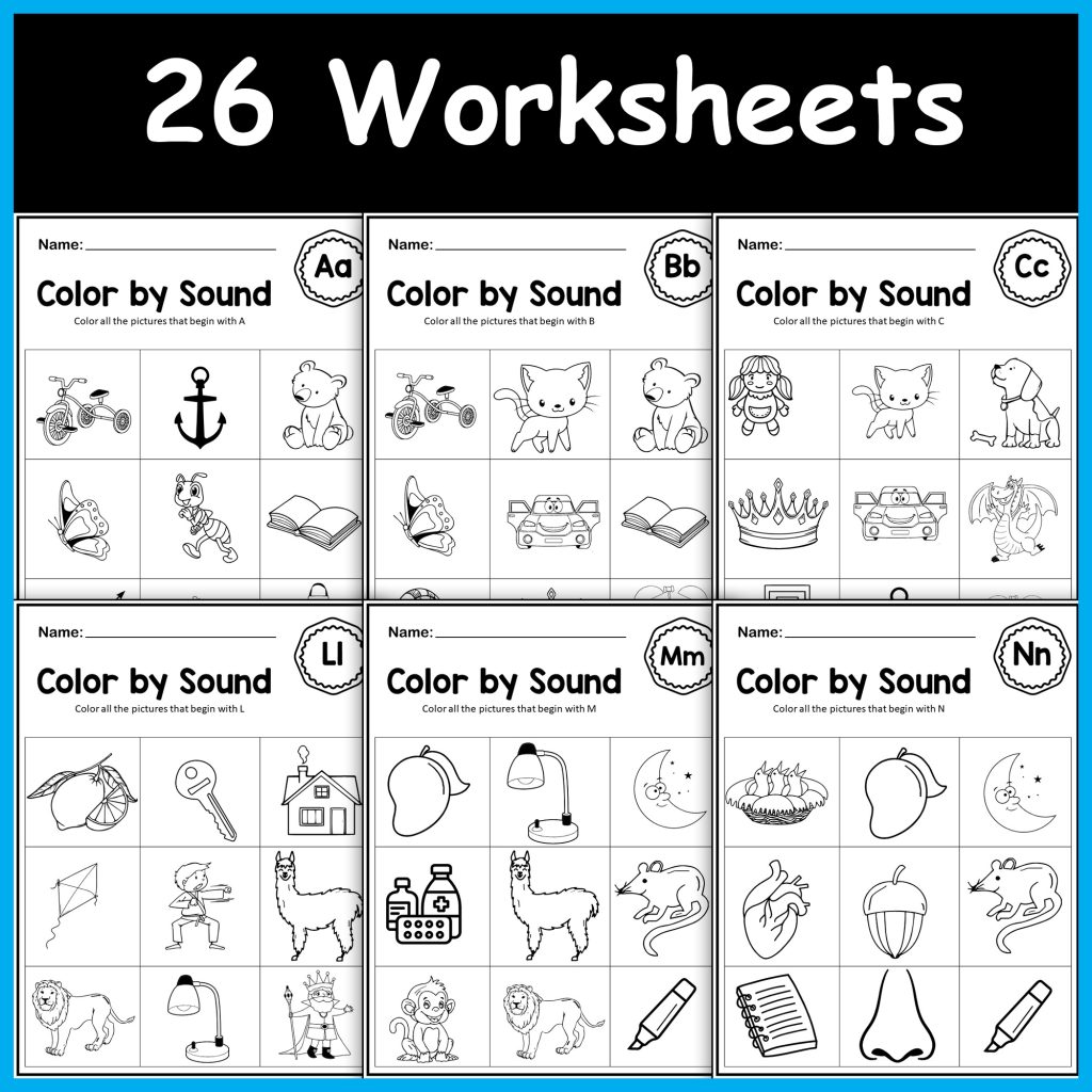 Color By Sound | Beginning Sounds Worksheets for Letter Recognition ...