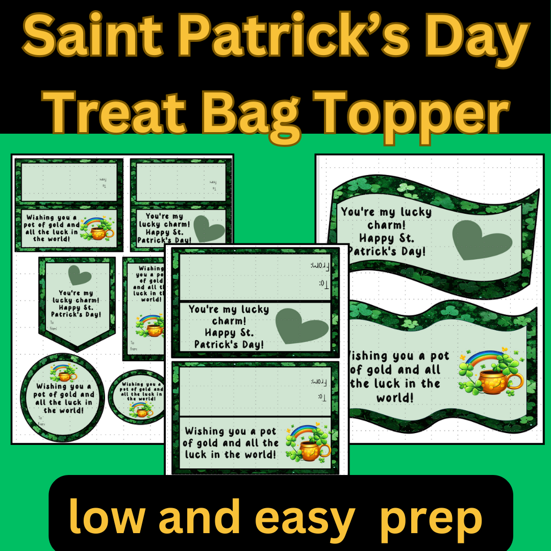Saint Patrick's Day Treat Bag Topper| March Gift Tags