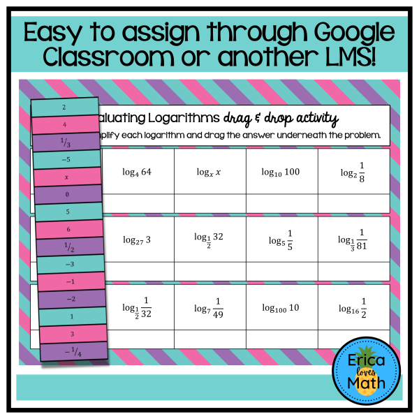 Evaluating Logarithms Digital Activity Drag & Drop | Made By Teachers