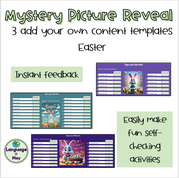 Easter Editable Add Your Own Content 3 Digital Mystery Picture Templates