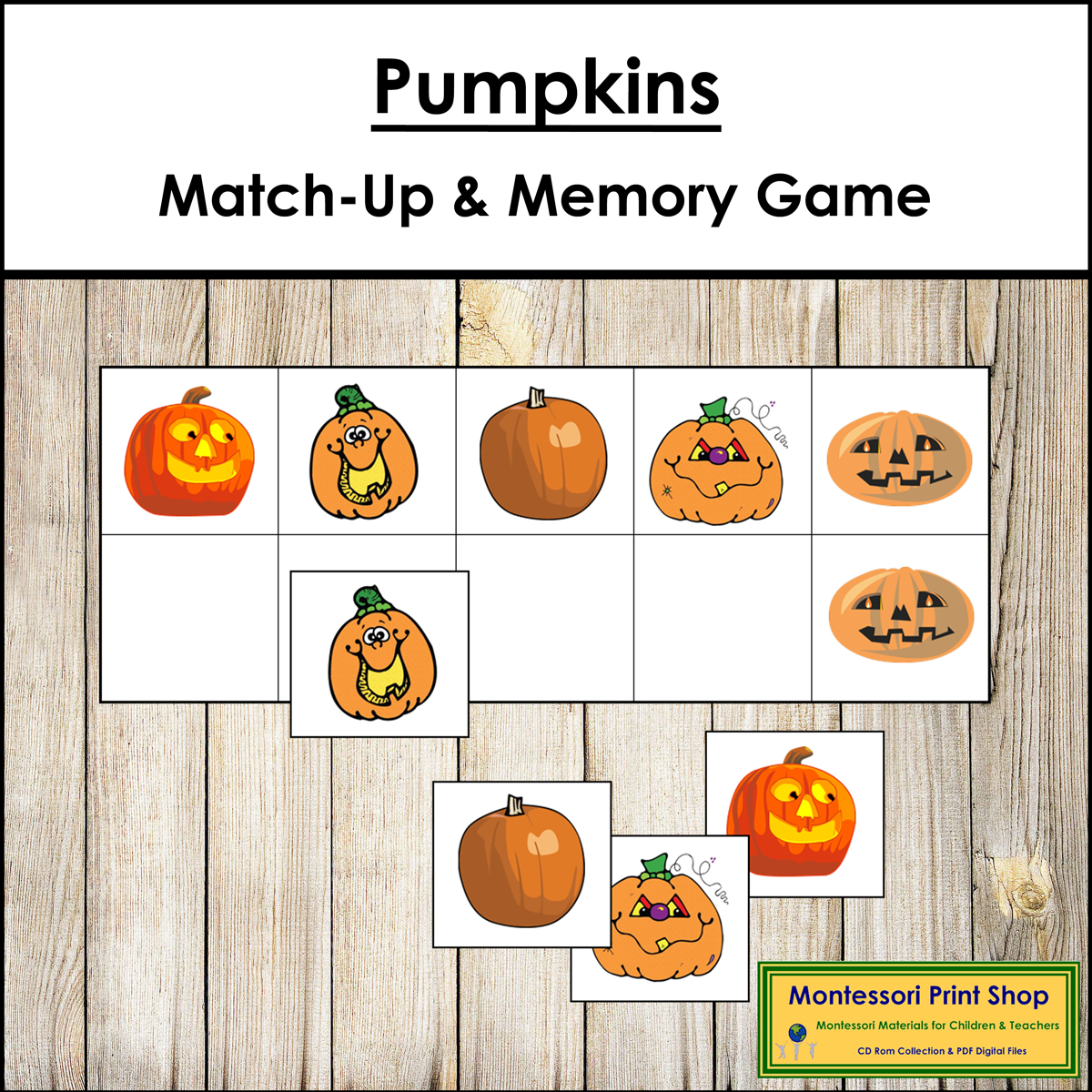 Pumpkins Match-Up and Memory Game (Visual Discrimination & Recall Skills)