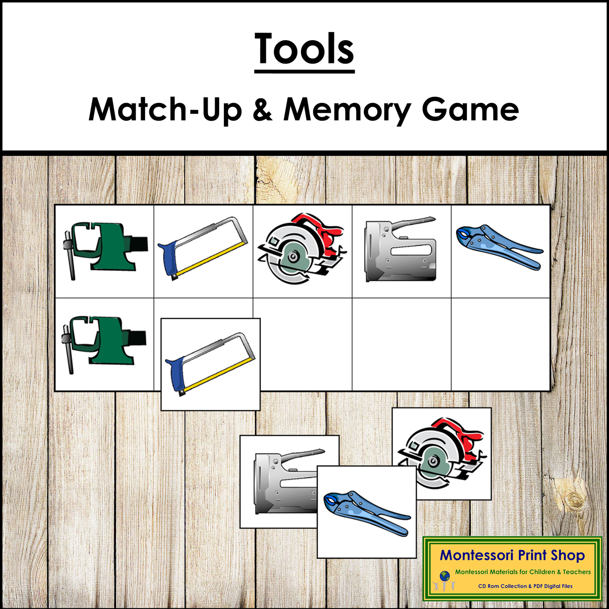 Tools Match-Up and Memory Game (Visual Discrimination & Recall Skills)
