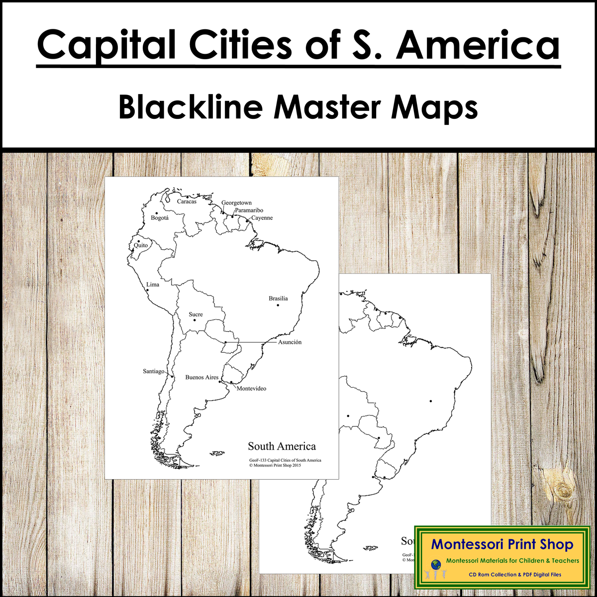 Capital Cities of South America Maps - Blackline Master