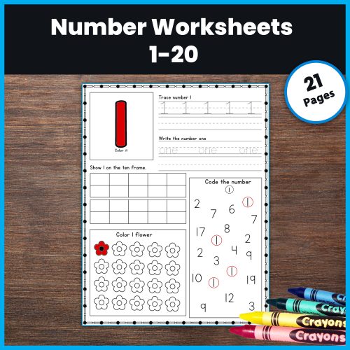 1-20 Number Worksheets - Recognition Tracing Printables NO PREP | Made ...