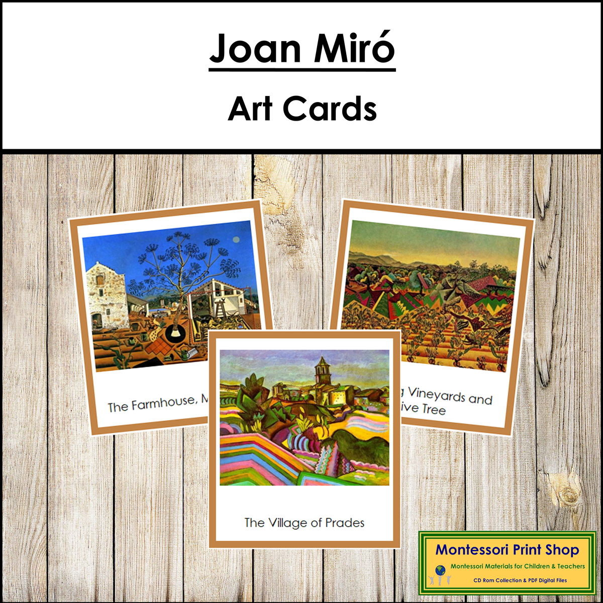 Joan Miró 3-Part Art Cards (color borders) - Famous Artist - Montessori