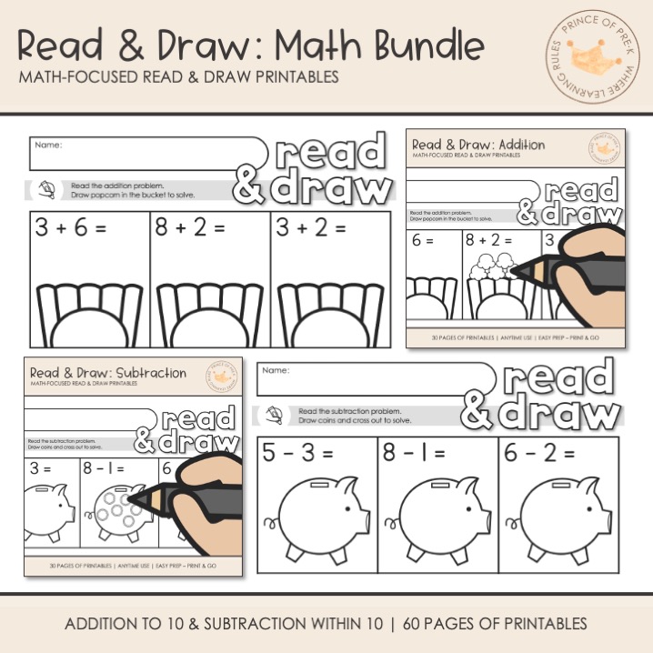 Drawsum Math Math Read & Draw | Addition to 10 | Sums to 10 | Kinder Addition 1st ...