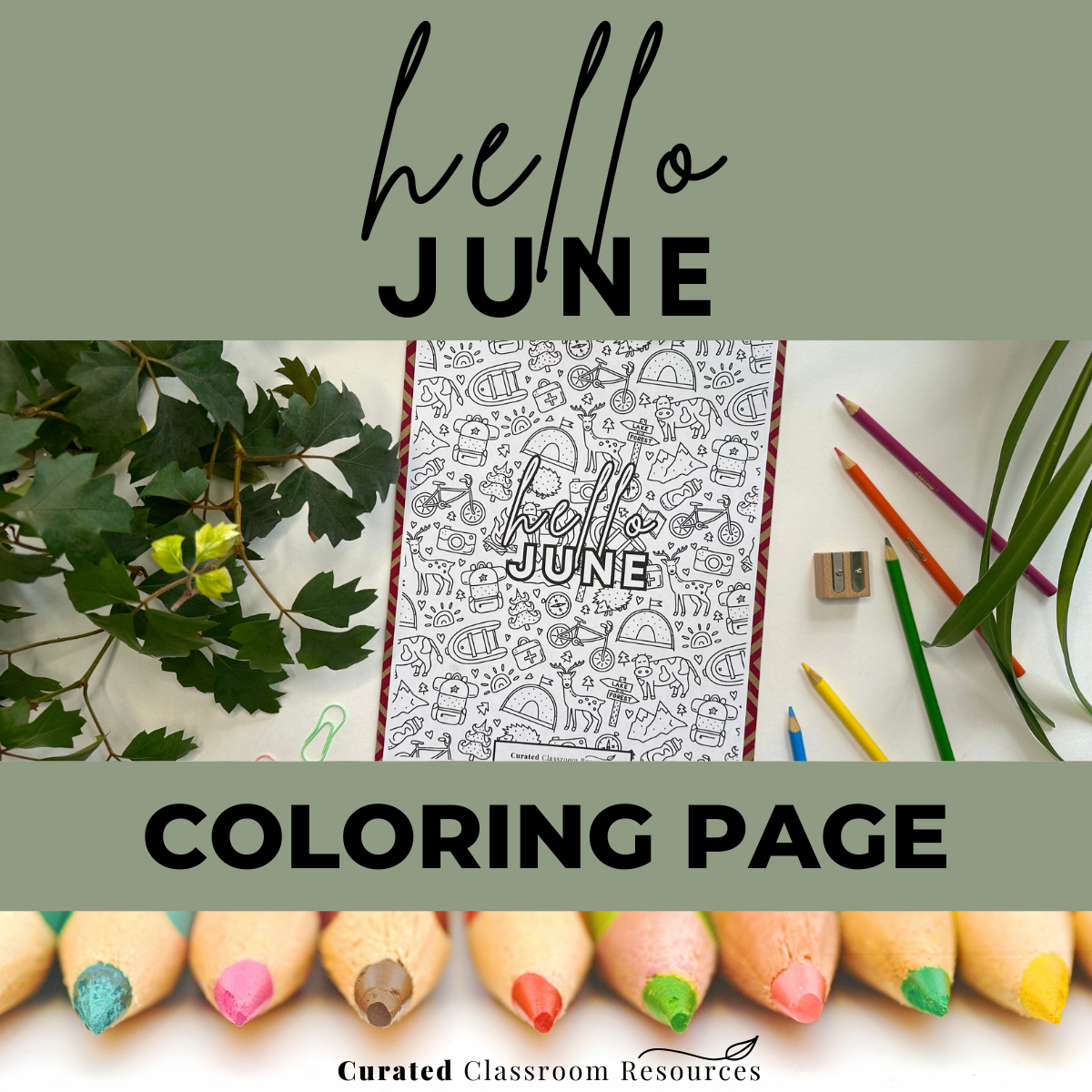 Hello June Coloring Sheet — June Activities