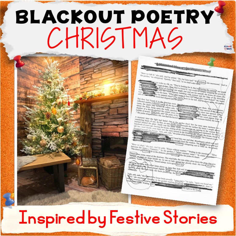 Christmas Blackout Poetry Inspired By Short Stories - Texts and Poem Templates