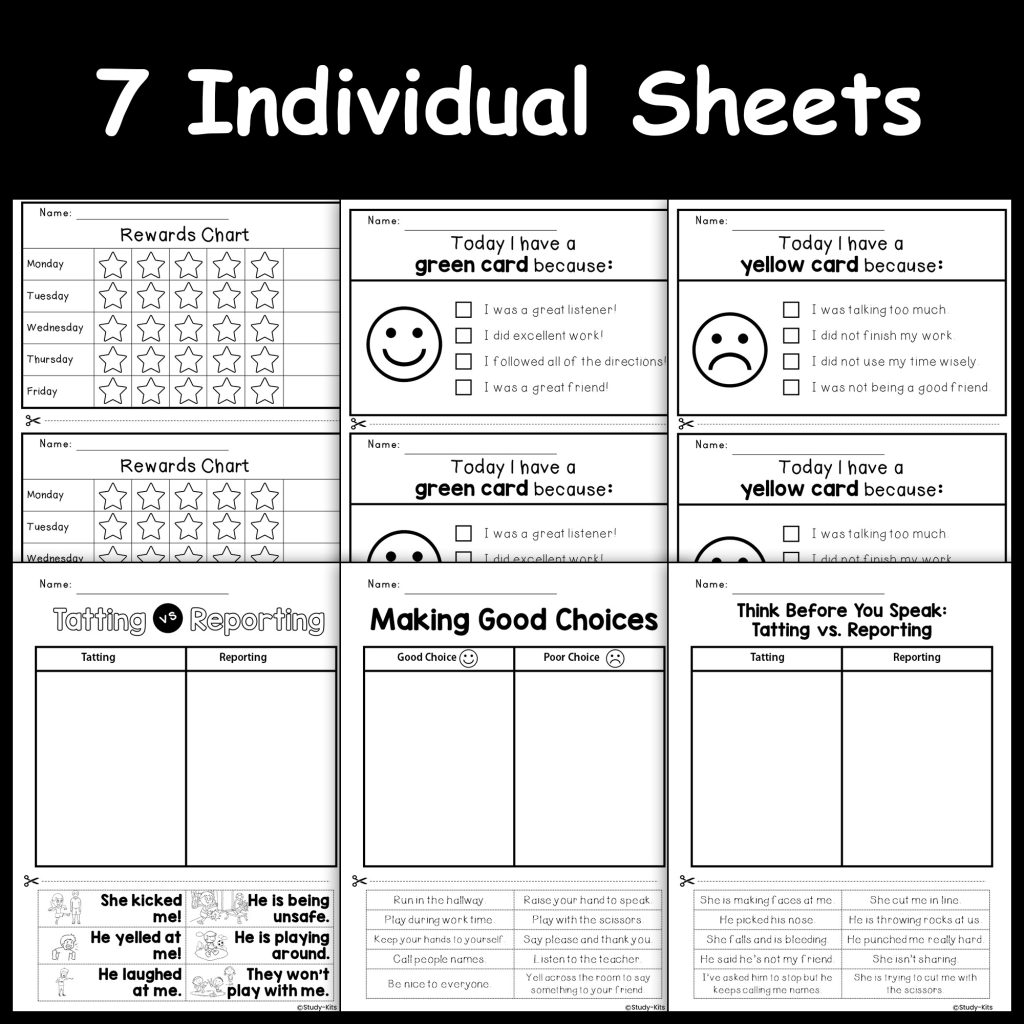 Tattling vs. Reporting - Classroom Behavior Management Worksheets ...