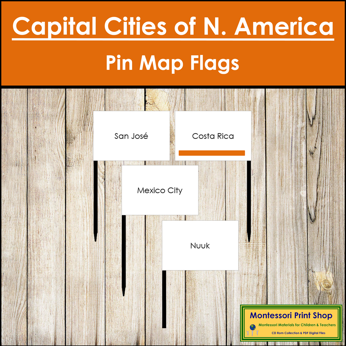 Capital Cities of North America - Pin Map Flags (color-coded)