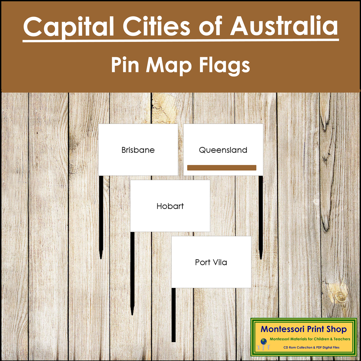 Capital Cities of Australia/Oceania Map Labels - Pin Map Flags (color-coded)