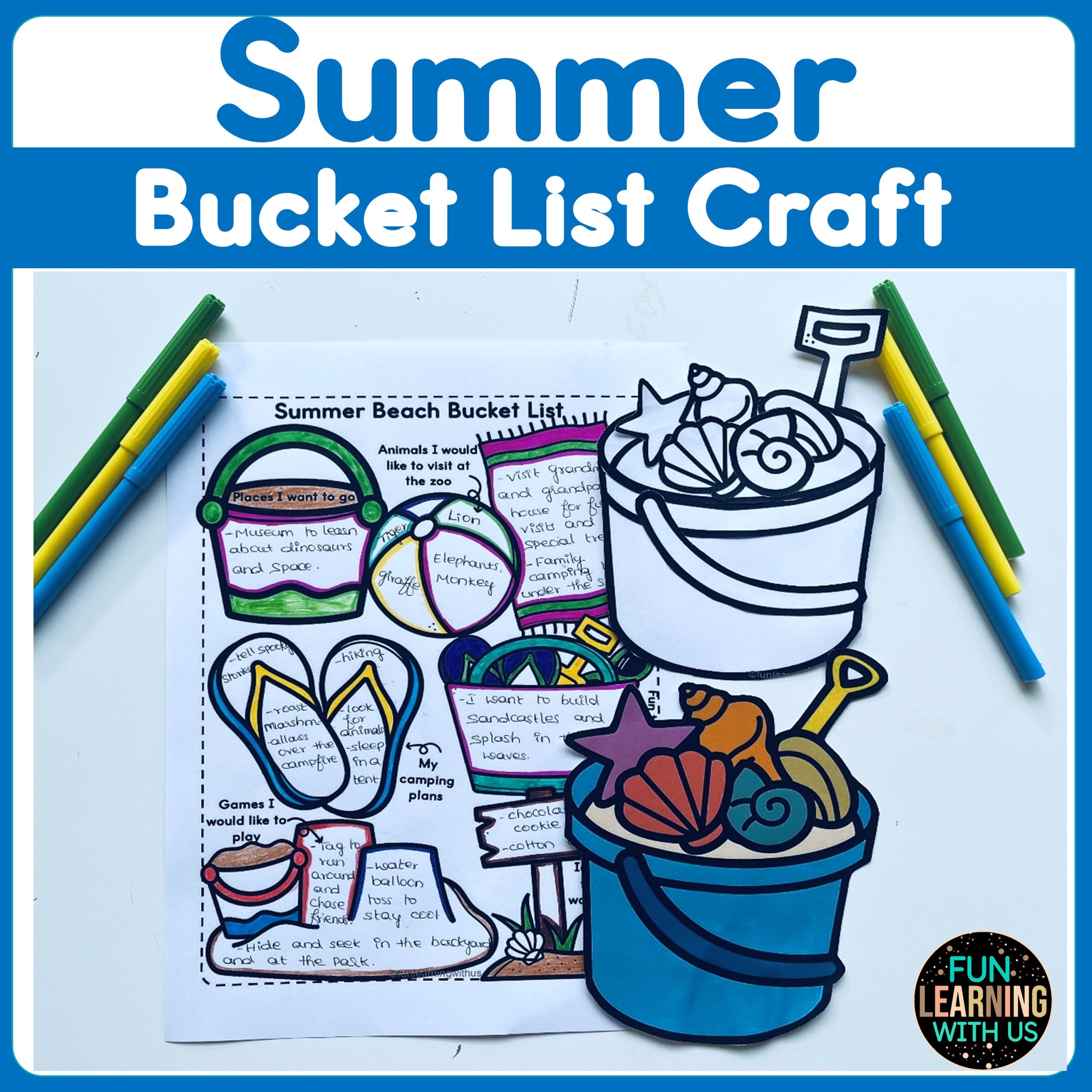 Summer Beach Bucket List Crafts | End of Year Bulletin Board Crafts