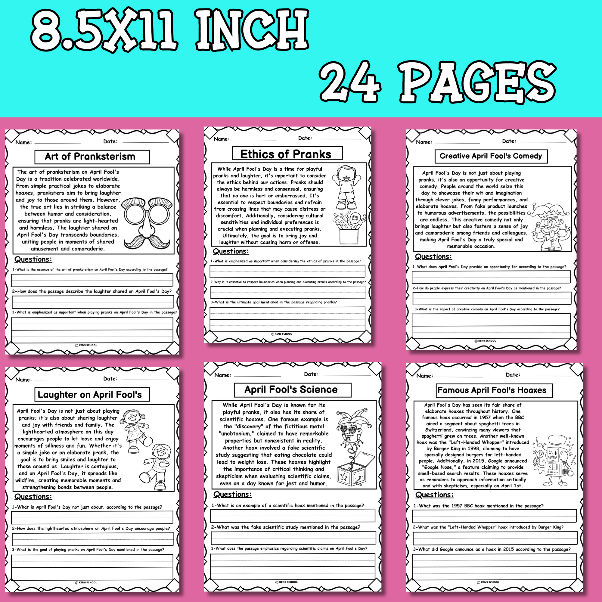 April Fools' Day Reading Comprehension Passages and Questions | Made By ...