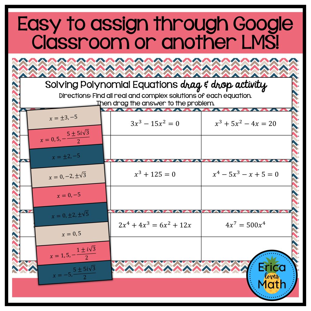 Solving Polynomial Equations Digital Activity Drag & Drop | Made By ...