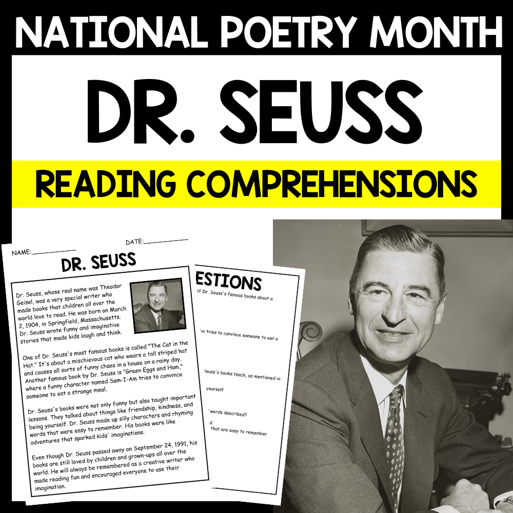 National Poetry Month Dr. Seuss's BIOGRAPHY Reading Comprehension