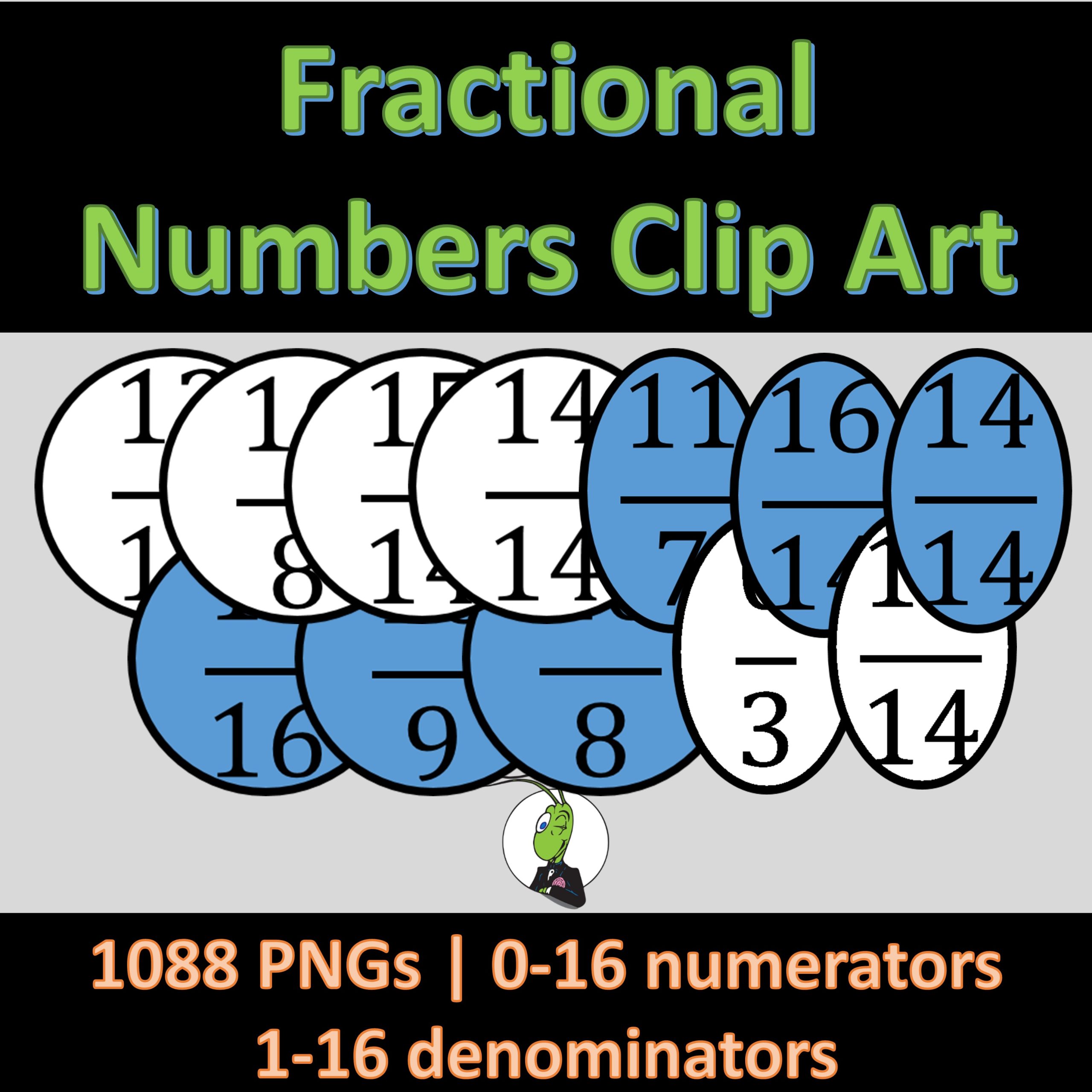 Fraction Clip Art Numbers Circles for Commercial Use