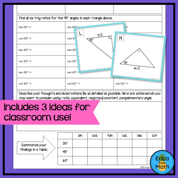 Exact Trig Values of Special Angles Discovery Activity - Made By Teachers