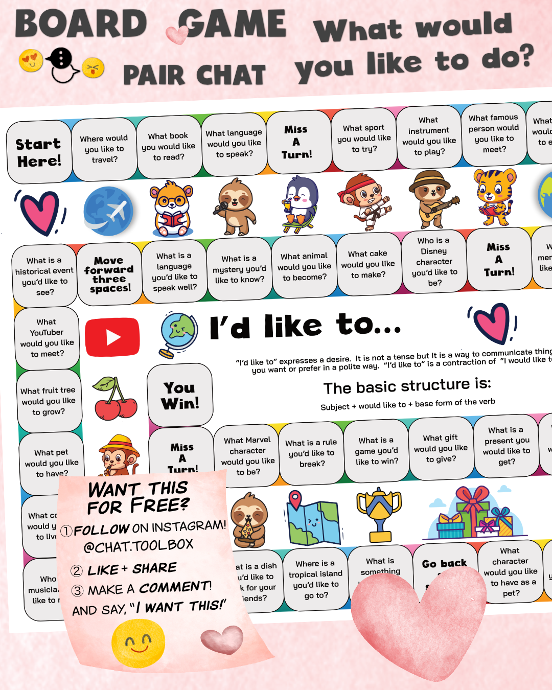 English Chat about Preferences: What would you like to do? BOARD GAME!