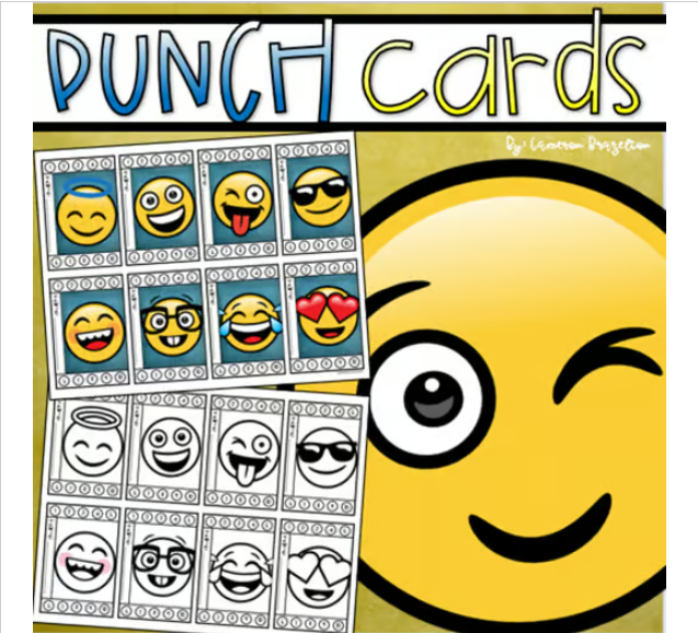 Behavior Incentive Punch Cards Classroom Management Rewards Emoji Smiley Face