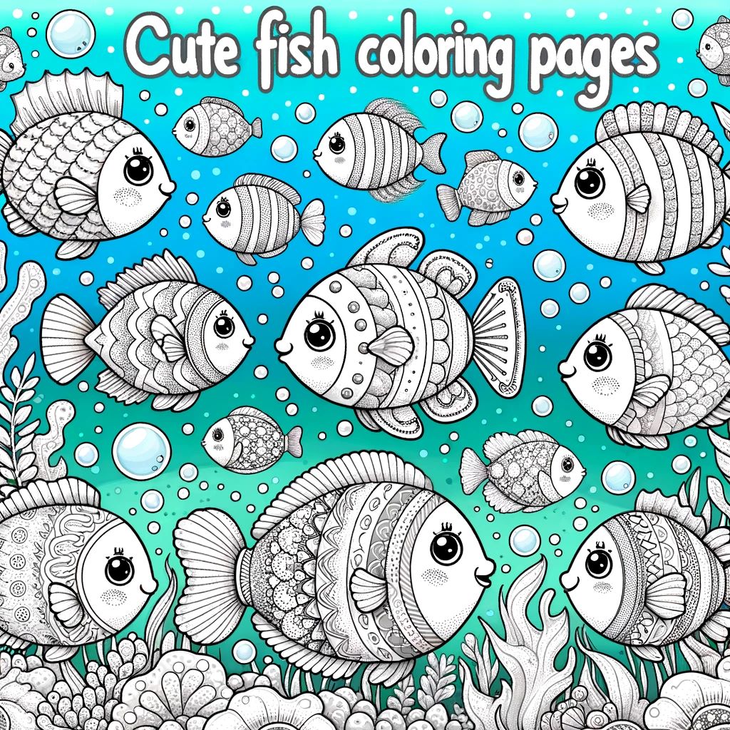 Cute Fish Coloring Pages for Kids of All Ages | 13 pages | printable Sheets