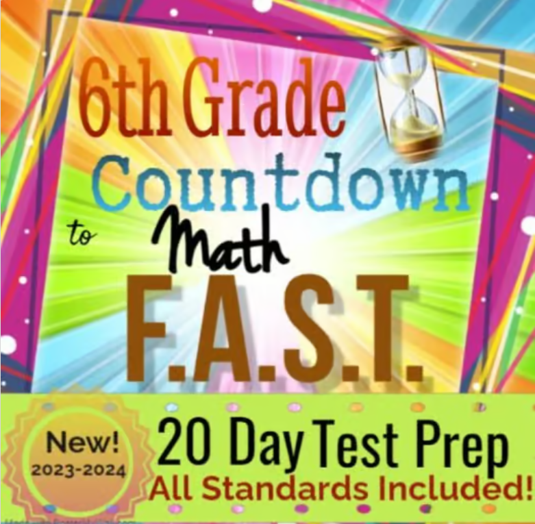 6th Grade Math Florida F.A.S.T. PM3 Test Prep - 20-day Printable Test Prep