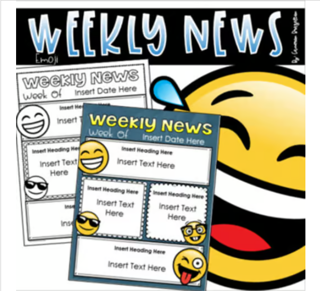 Weekly Newsletter Template Editable Emoji Smiley Face Happy Theme