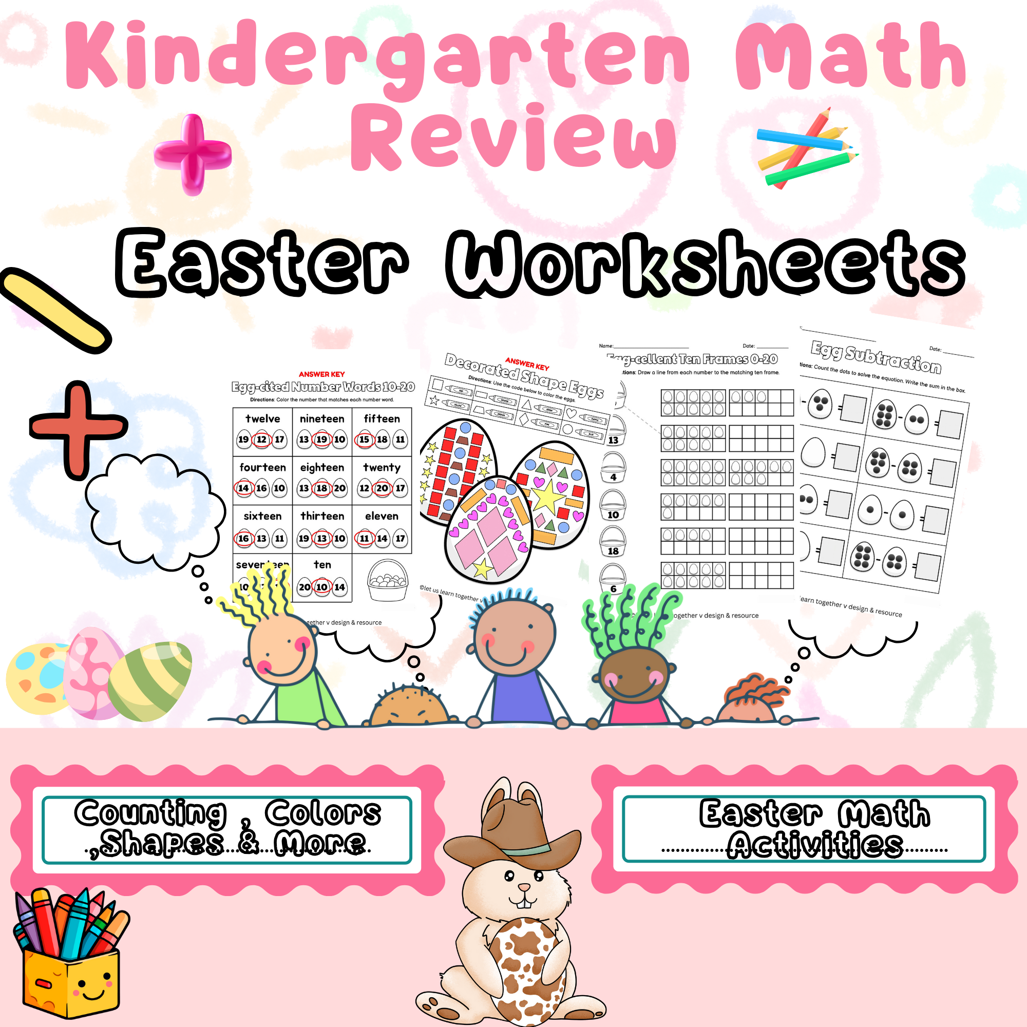 Hopping into Math! Easter Fun with Kindergarten Worksheets