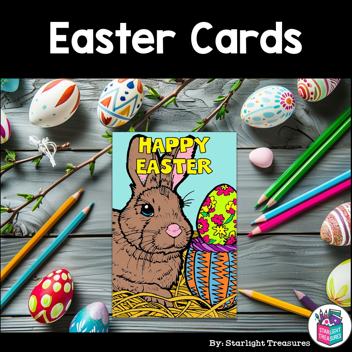 Easter Cards to Color - Easter Craft Activity, Coloring, Cards