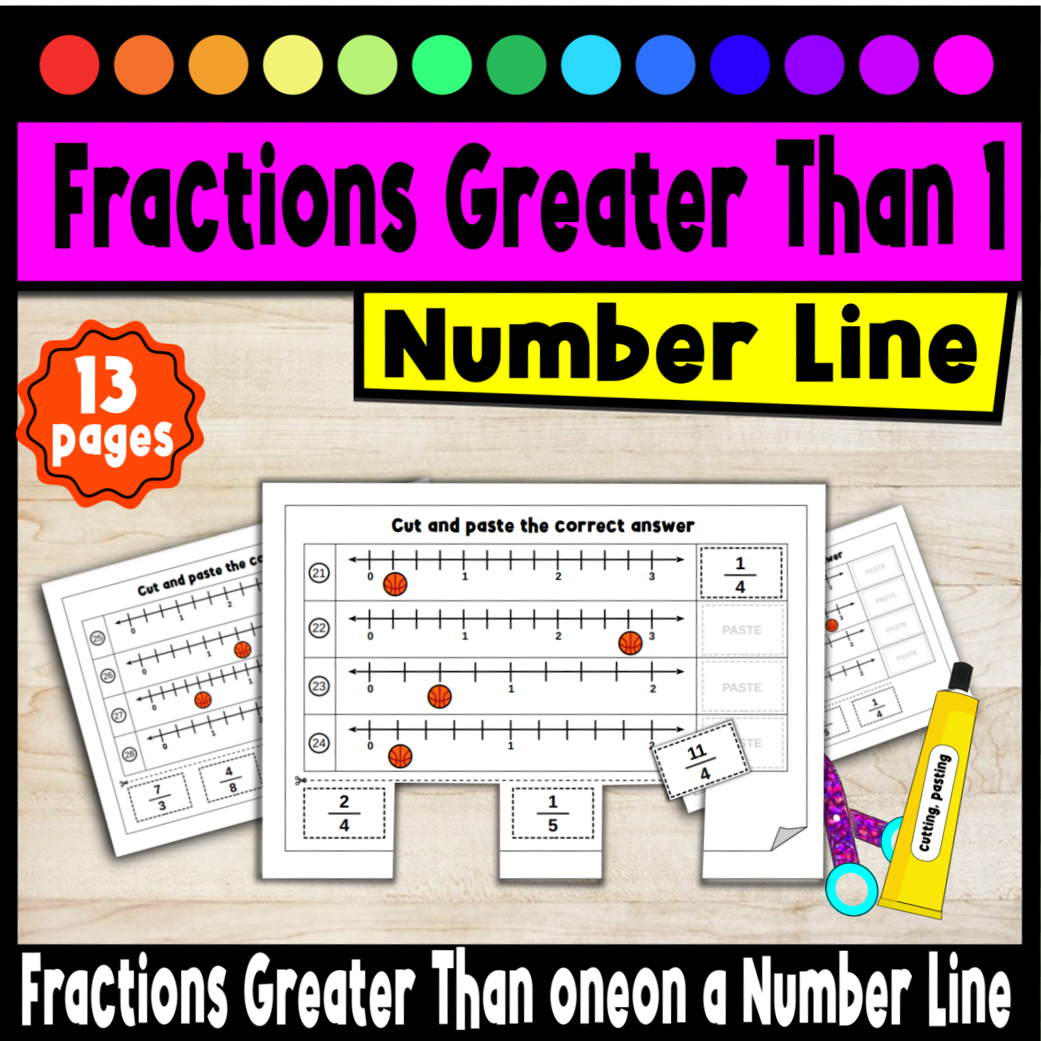 worksheets for Fractions Greater Than 1 on a Number Line