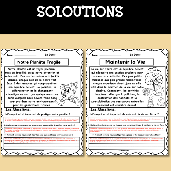 Earth Day Reading Comprehension Passages and Questions in French | Made ...