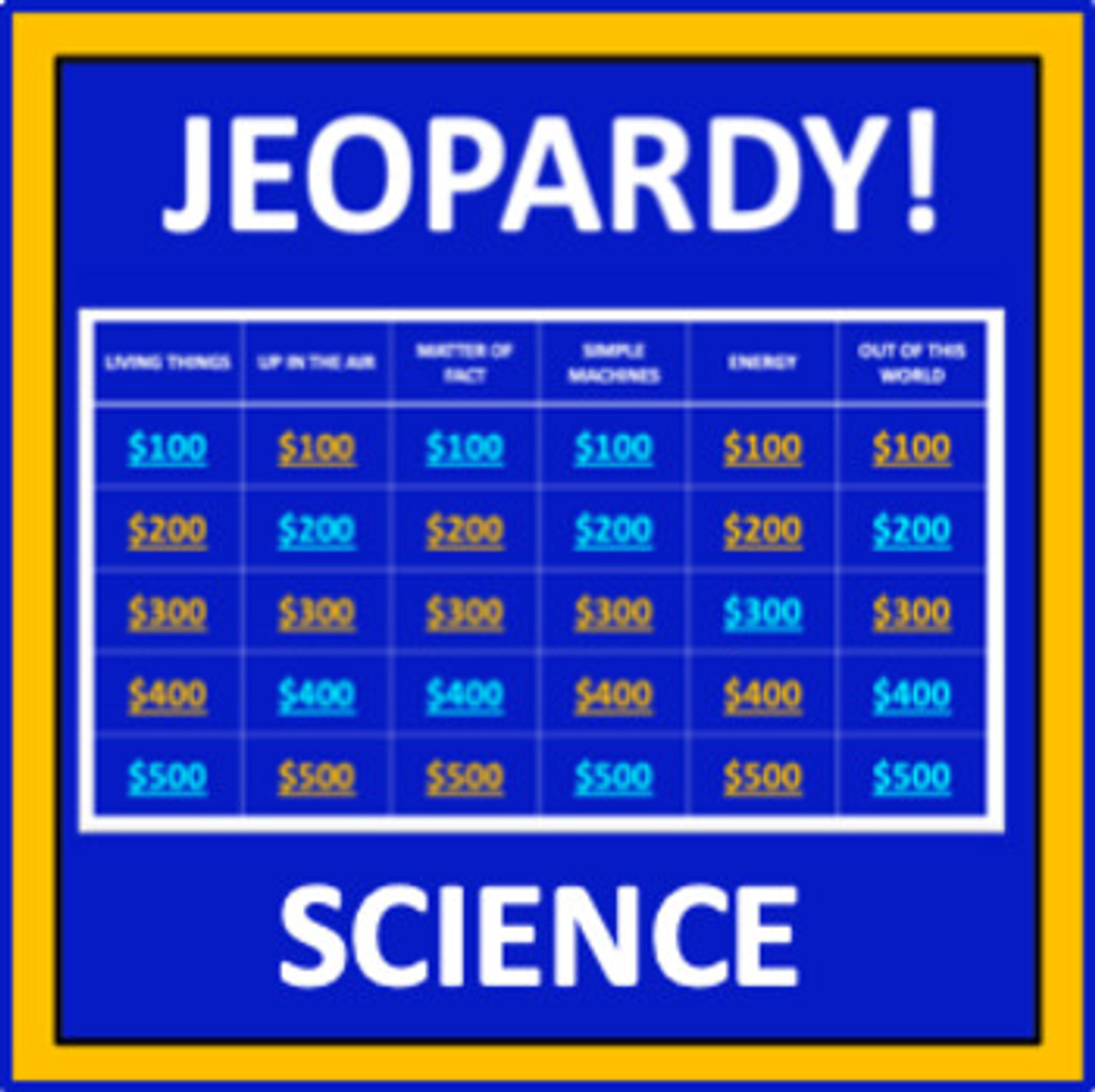 Science Jeopardy - an interactive science game