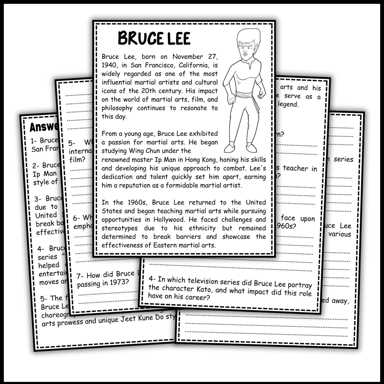 May AAPI Heritage Month Bruce Lee Reading Comprehension Passage ...