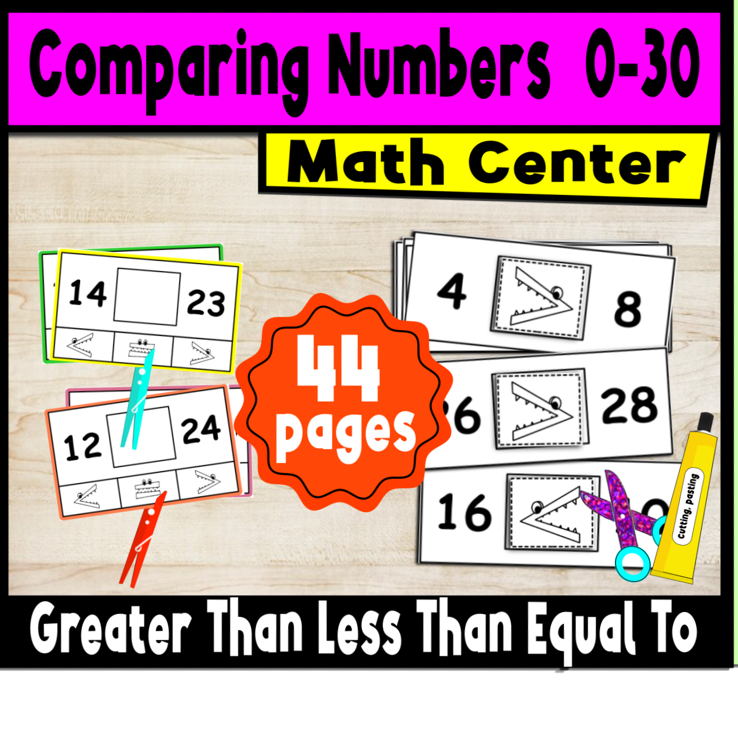 Math Center Comparing Numbers 0-30 Greater Than Less Than Equal To