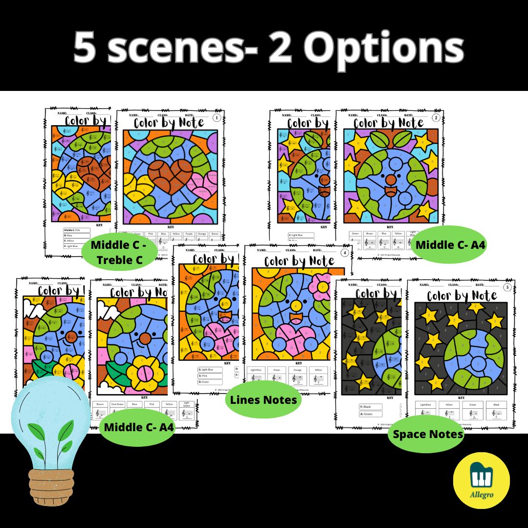 Earth Day Color by Note - Treble Clef Notes | Made By Teachers