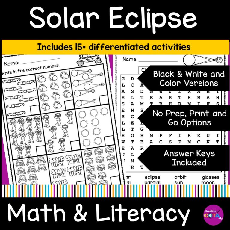 Total Solar Eclipse 2024 Writing and Math Morning Work Centers OT ...