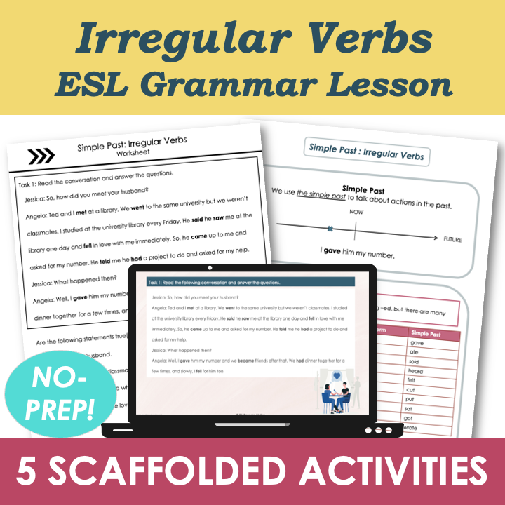 A1 Beginner Grammar Lesson Plan, Worksheets - Irregular Verbs (Simple Past)
