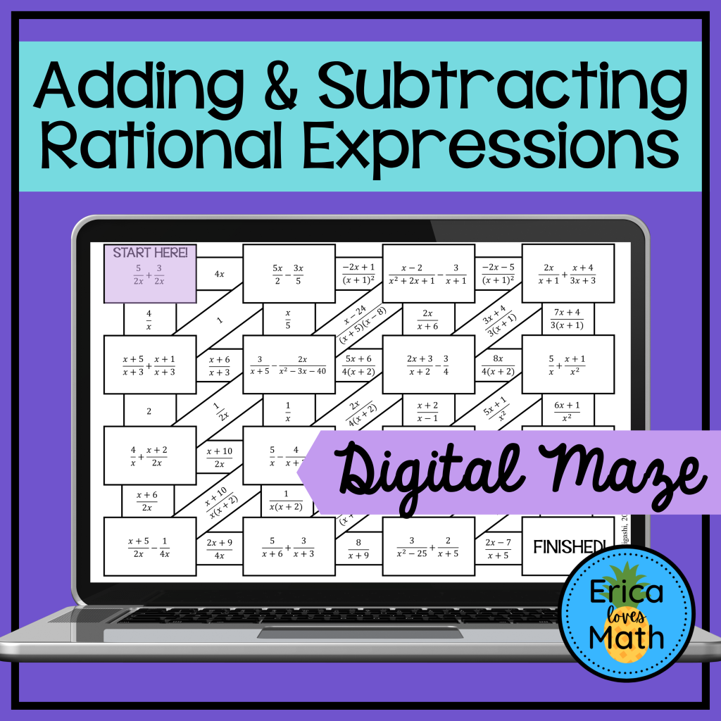 Adding & Subtracting Rational Expressions Digital Activity Maze - Made ...