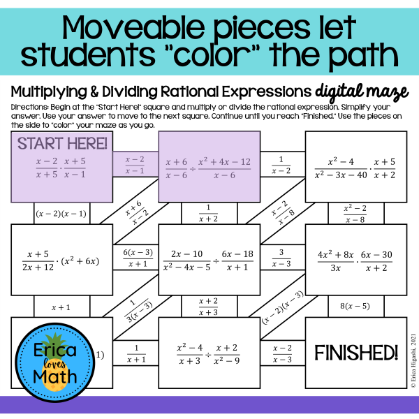 Multiplying & Dividing Rational Expressions Digital Activity Maze ...