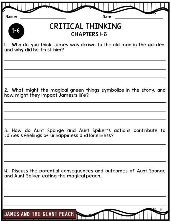 James and the Giant Peach Novel Study Guide | Made By Teachers
