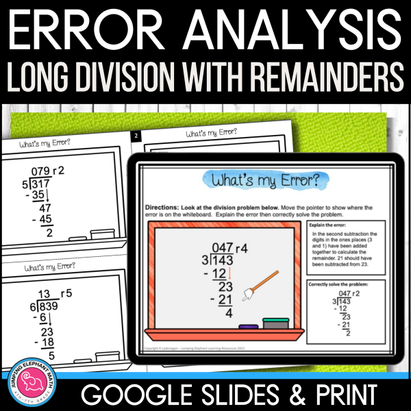 Error Analysis Long Division with Remainders Google Slides , Task Cards ...