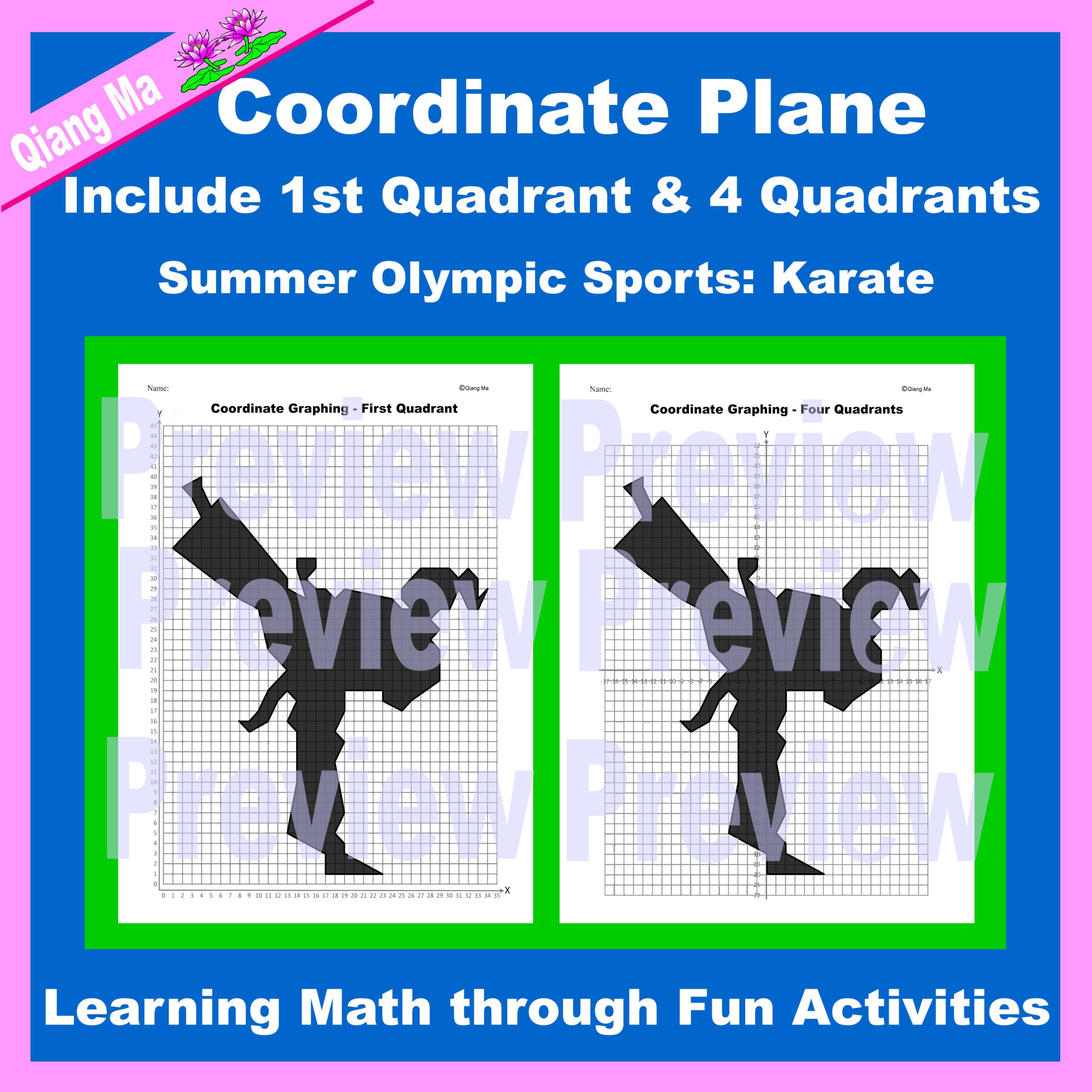 Olympic Coordinate Plane Graphing Picture: Karate -Summer Sports
