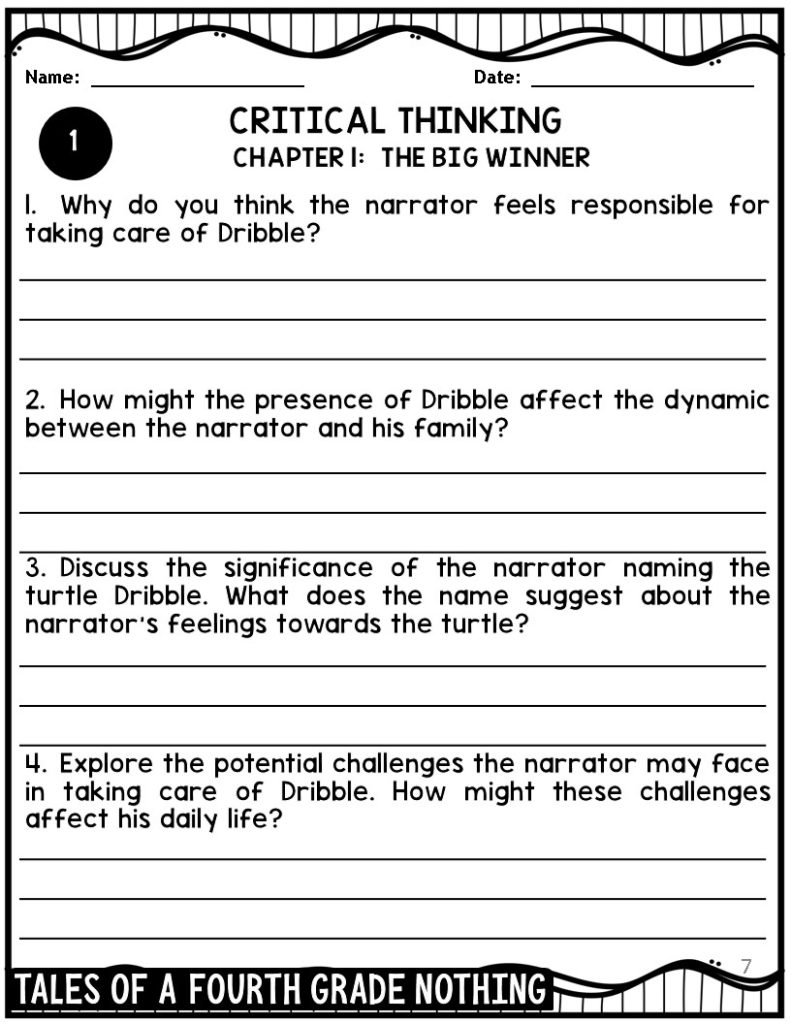 Tales of a Fourth Grade Nothing Novel Study Guide - Made By Teachers