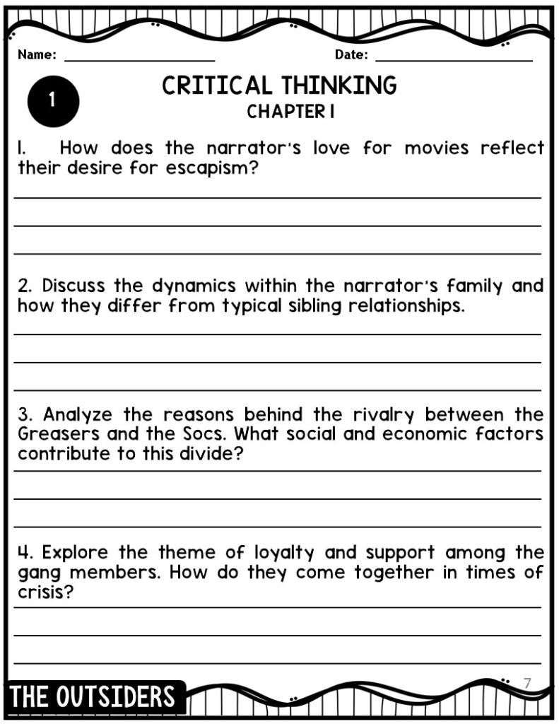 The Outsider Novel Study Guide - Made By Teachers