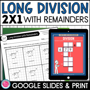 Long Division 2 Digit by 1 Digit With Remainders Google Slides and ...
