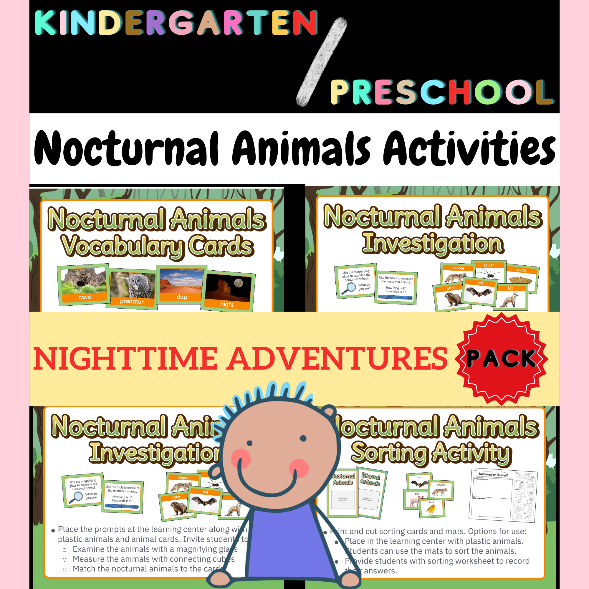 Who's Awake at Night? A Nocturnal Animal Activity Pack For Preschool & Kindergarten